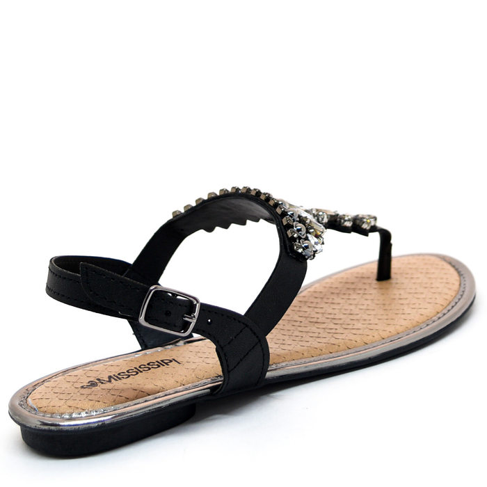 Sandália Mississipi Aplicação Pedras Preta