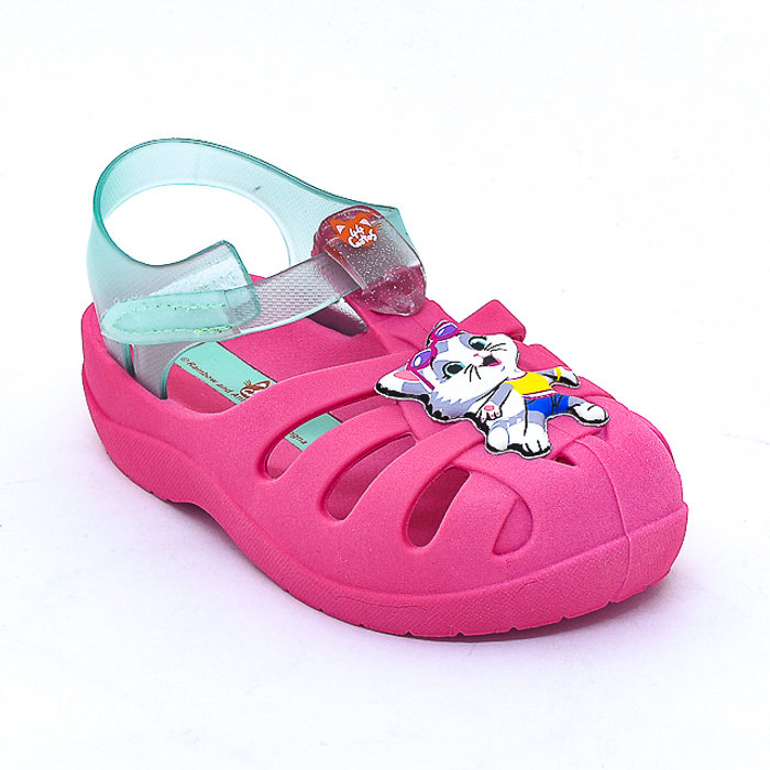 Sandália Crocs Grendene 44 Gatos Fechamento Velcro Rosa