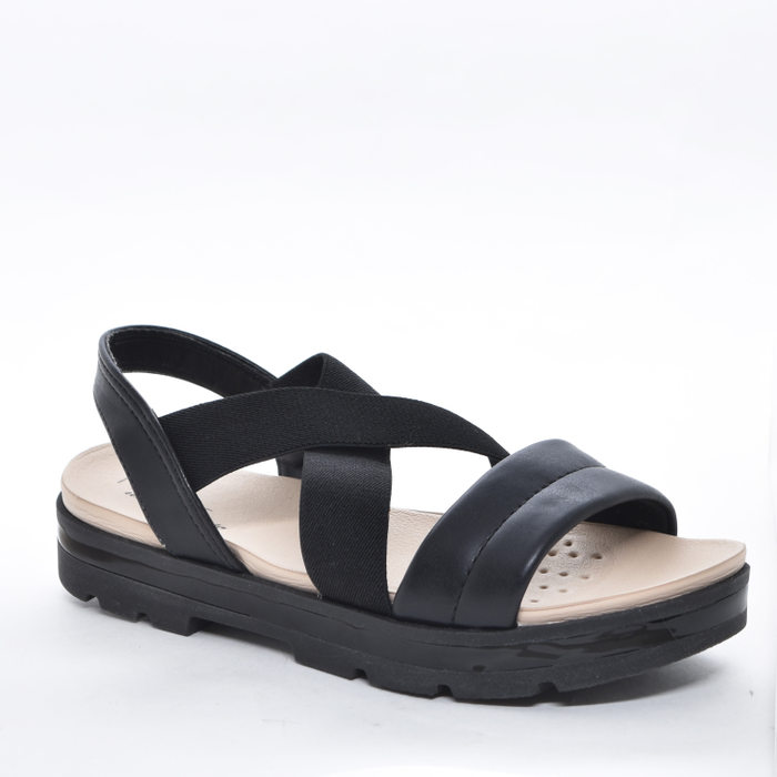 Sandália Modare Ultra Conforto com Tira Elástico X Solado Tratorado Preto