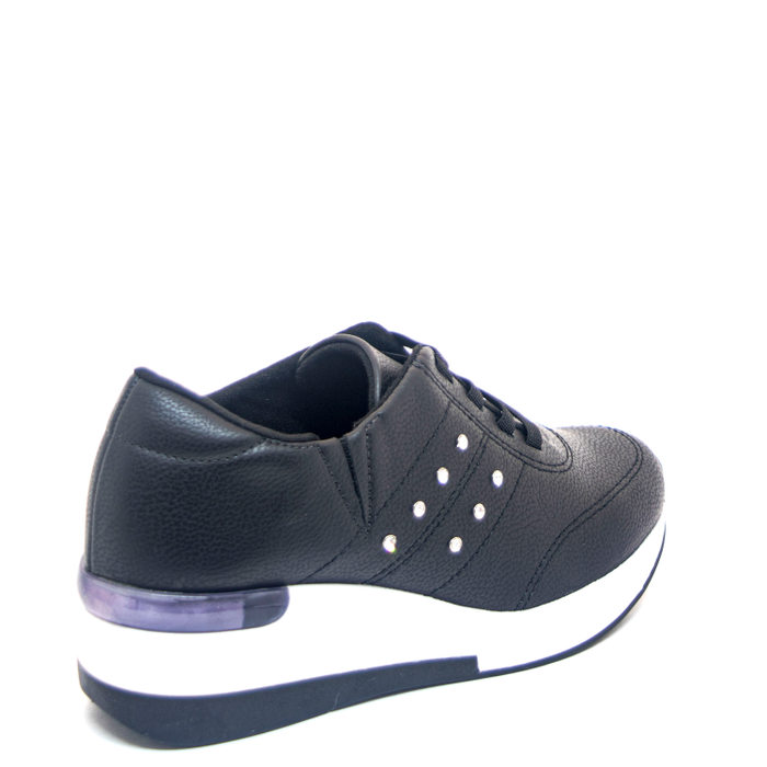 TÊNIS MODARE COM GEL DETALHE STRASS CADARÇO ELÁSTICO PRETO