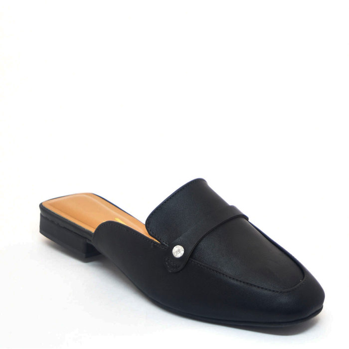 Sapato Mule Vizzano Liso com Salto Detalhe Strass Preto