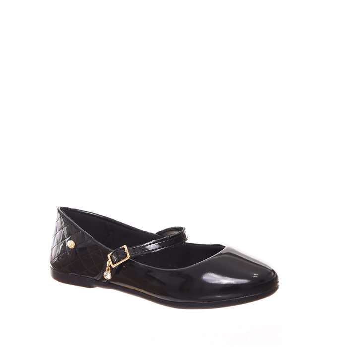 Sapatilha Boneca Klin Anatômico Detalhe Pingente Matelassê Verniz Preta