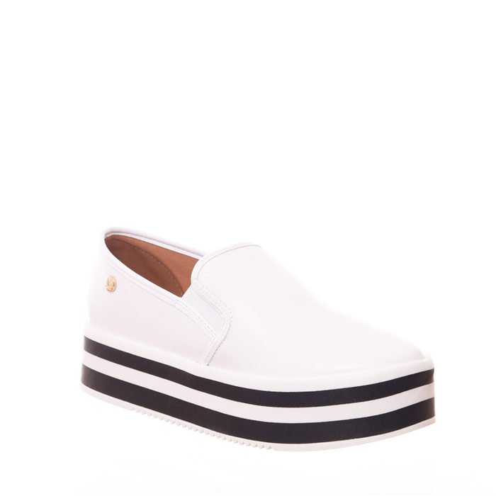 Tênis Slip-On Vizzano Flatform Solado Listrado Branco