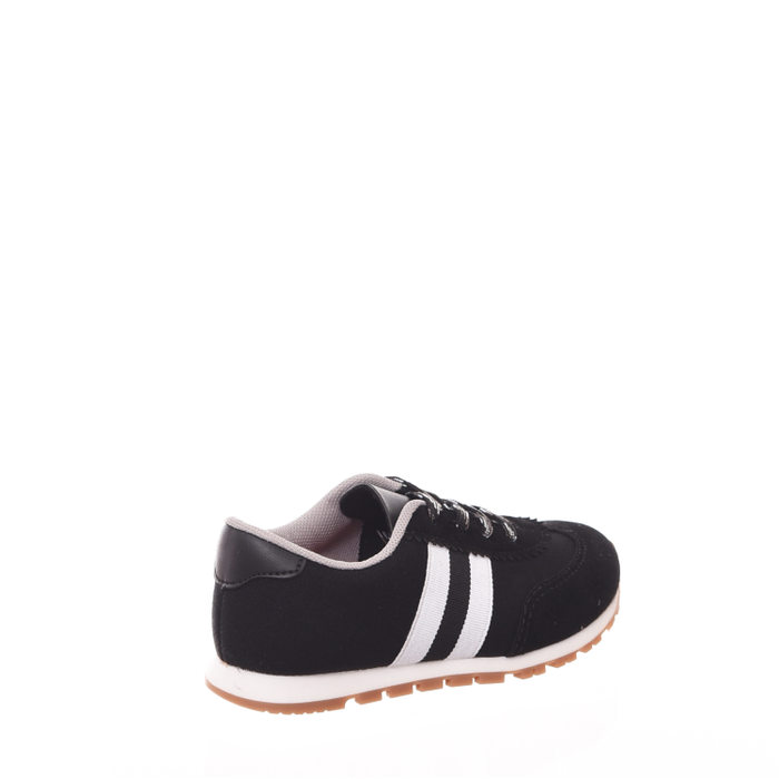 Tênis Molekinho Jogger Tratorado com Listra Lateral Detalhe Camurça Preto e Branco