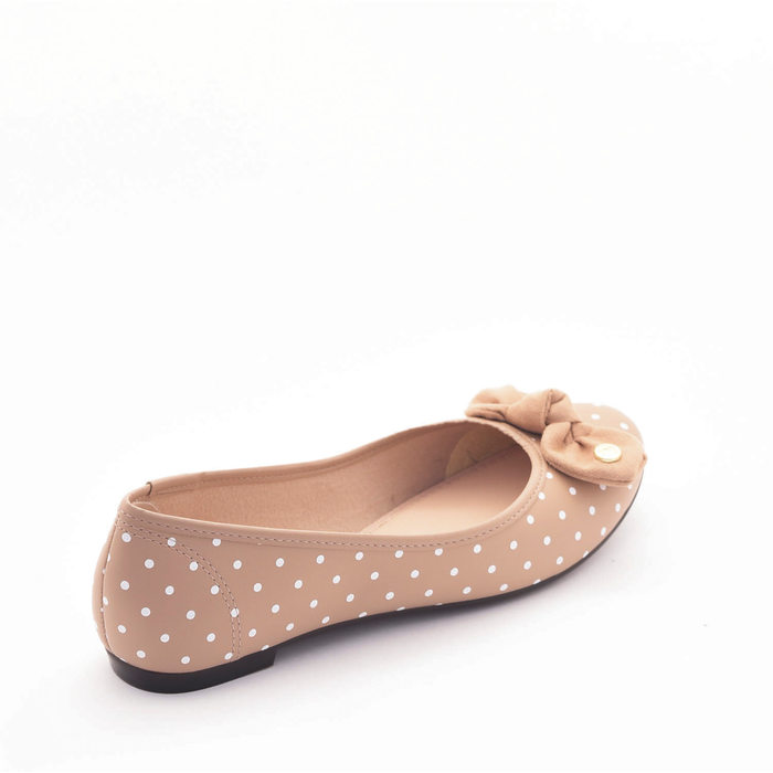 Sapatilha Moleca Detalhe Laço Palmilha Flow Poá Bege