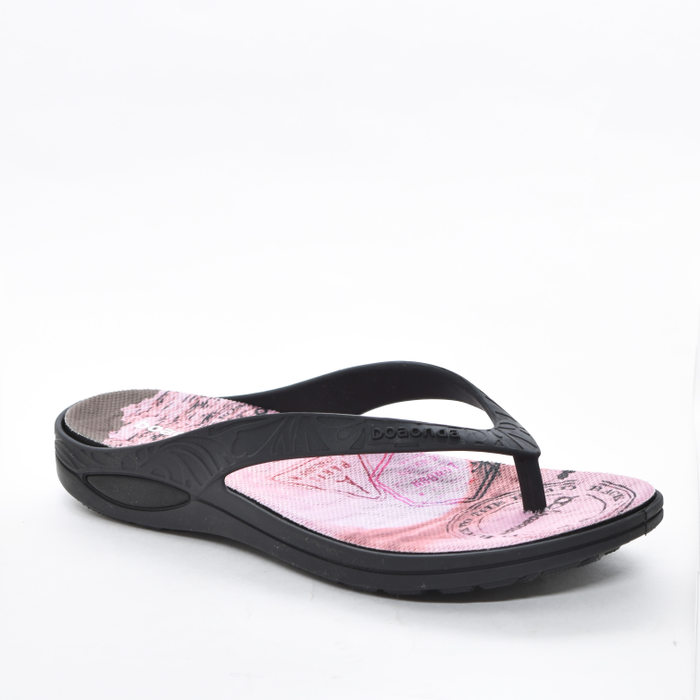 Chinelo Boaonda Lily Tira Trabalhada Tecnologia Comfortech Palmilha Maxisense Estampa Surf Preto e R