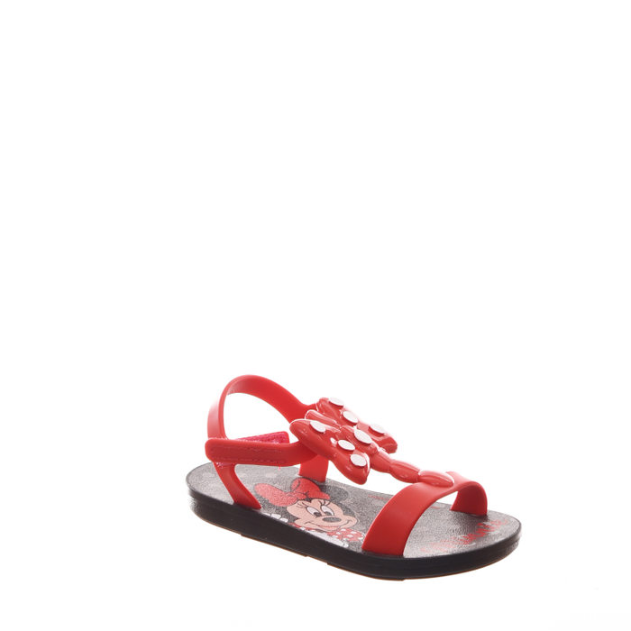 Sandália Rasteira Grendene Minnie Bow Fever Vermelha e Preta