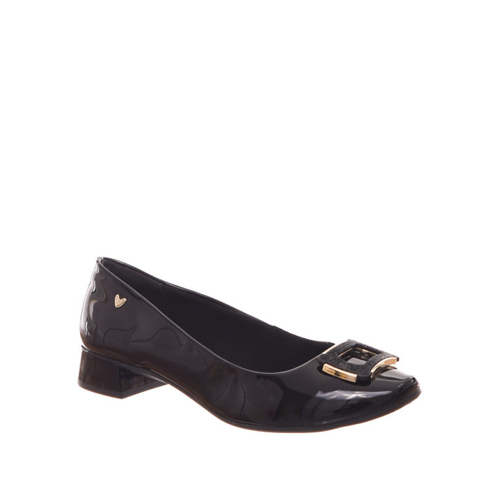 Sapato Mississipi Detalhe Fivela Glítter Preto Verniz