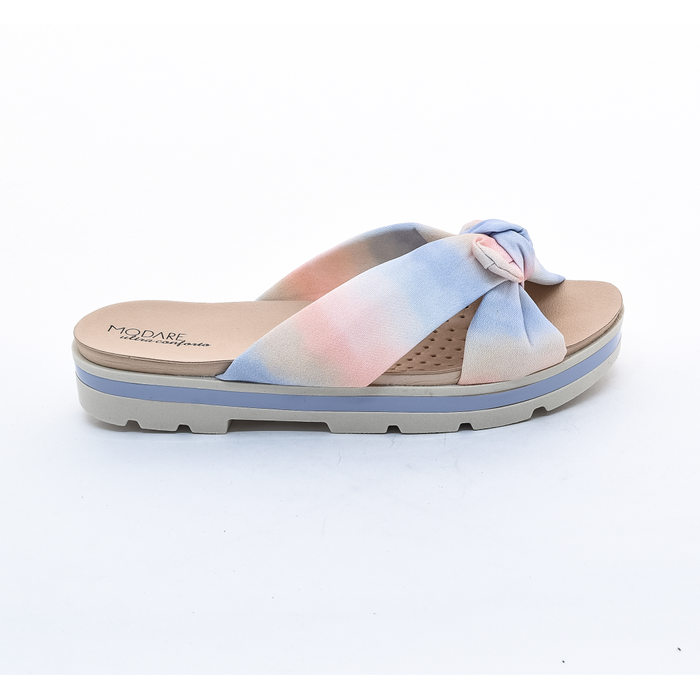 Tamanco Modare Ultra Conforto Detalhe Nó Tie Dye Rosa e Azul