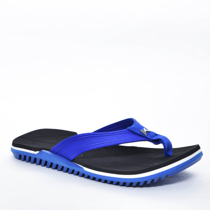 Chinelo Kenner Nk6 Tira Aplicação Metal Logo Solado Tratorado Preto e Azul