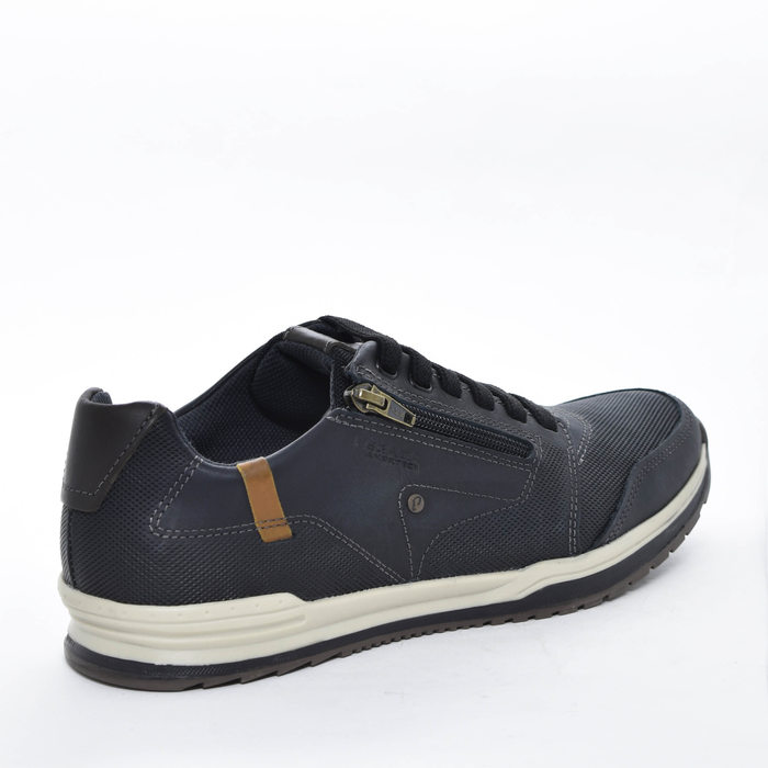 Sapatênis Pegada Couro Tecnologia Amortech Cadarço Elástico com Recortes Microperfuros Lateral Zíper