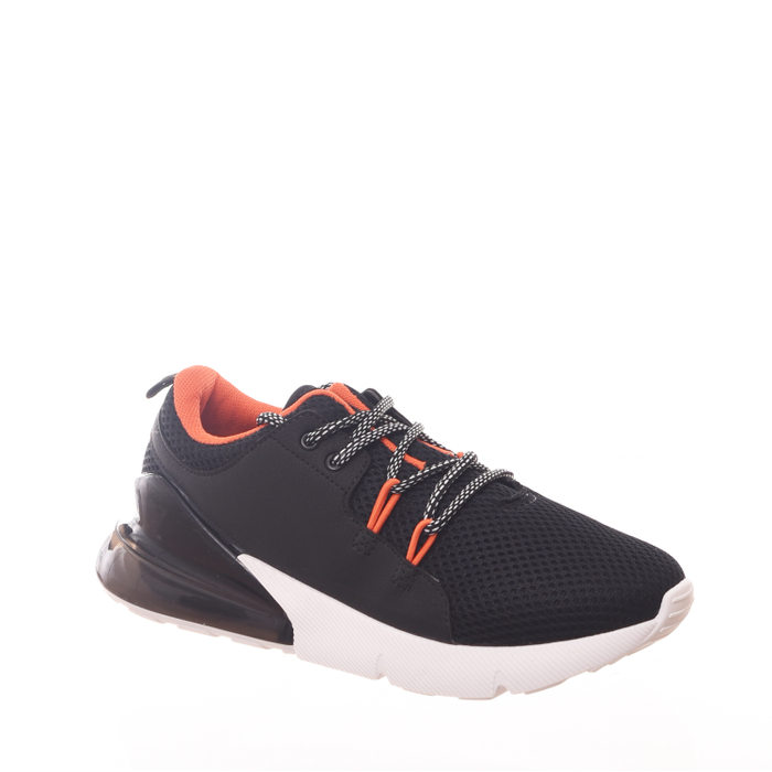 Tênis Molekinho Tela Amortecedor em Gel Preto e Laranja