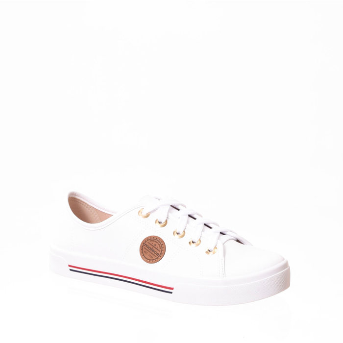 Tênis Moleca Detalhe Costura Apllicação Corino Logo Palmilha Flow Branco