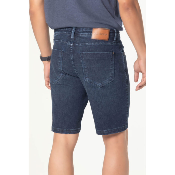Bermuda Jeans Dlz Algodão Elastano com Bolso Aplicação Escrita Azul Médio