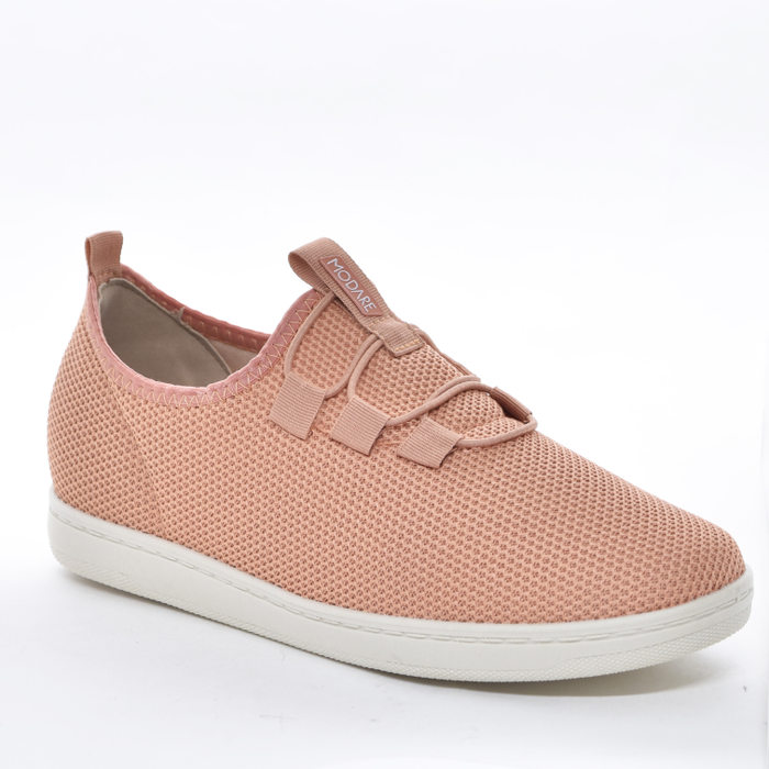 Tênis Slip-On Modare Mesh Trabalhado Ultra Conforto Cadarço Elástico Palmilha Bolhas Salmão