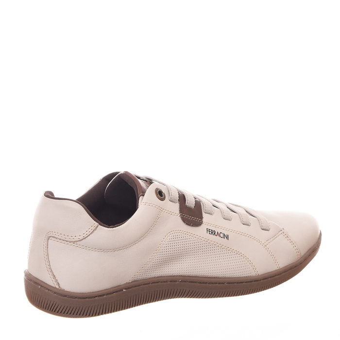 Sapatênis Ferracini Cadarço Elástico Couro Cinza
