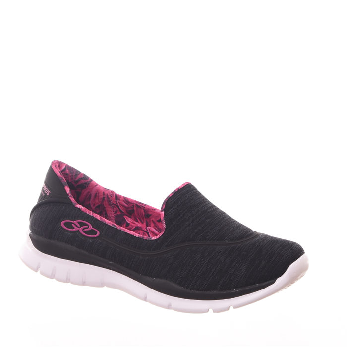 Tênis Olympikus Slip-On Angel Colors Palmilha Estampada Feetpad Preto Mescla e Rosa