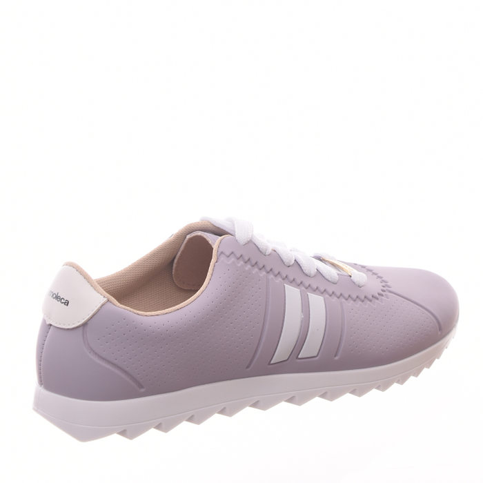 Tênis Moleca Jogger Tratorado Listra Lateral Lilás e Branco