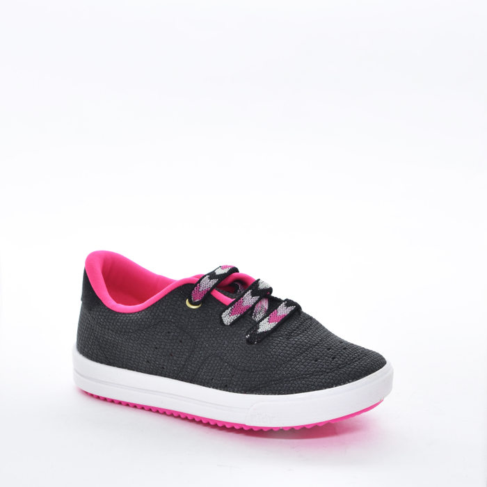Tênis Slip On Kidy Tecnologia Respi-Tec Cabedal Microperfuros Brilho Cadarço Colorido Preto