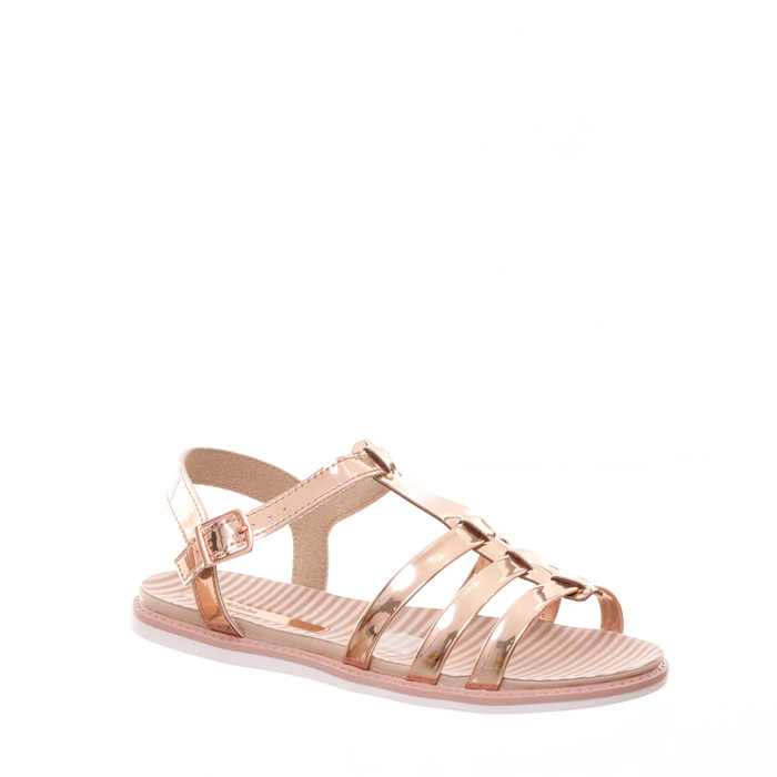 Sandália Rasteira Molekinha Tiras Ouro Rosado