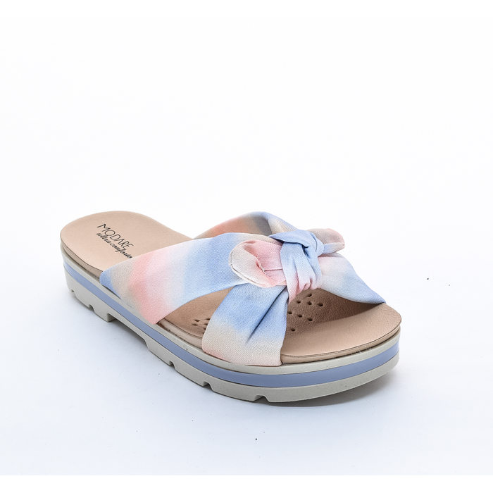 Tamanco Modare Ultra Conforto Detalhe Nó Tie Dye Rosa e Azul