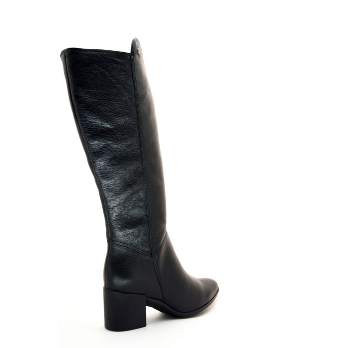 Bota Bottero Couro Cano Longo Salto Grosso Detalhe Costura Preto