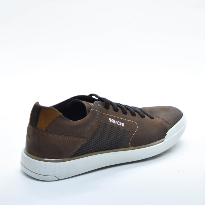 Sapatênis Ferracini 24h Couro Cadarço Elástico Manchado Lateral Microperfuros Solado Emborrachado Ma