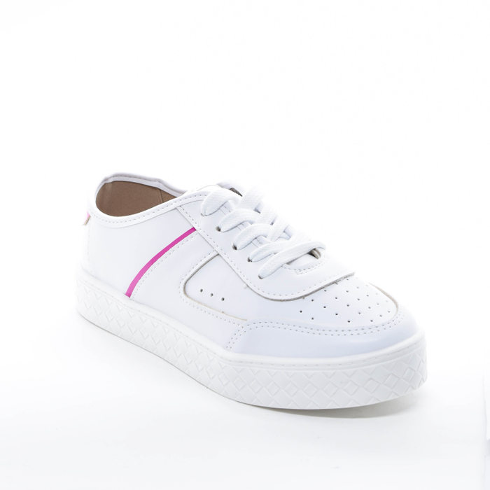 Tênis Moleca com Recortes Microperfuros Solado Trabalhado Branco e Rosa