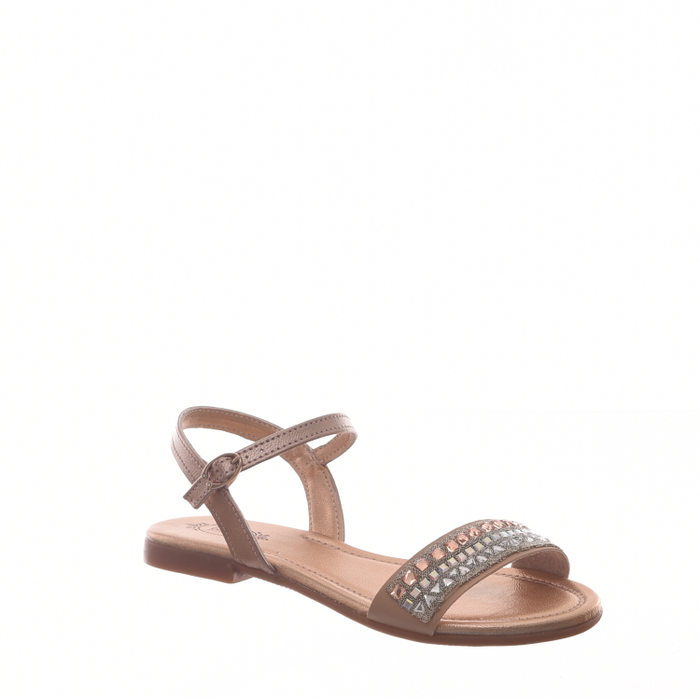 Sandália Rasteira Klin Anatômica Aplicação Pedras Ouro Rosado