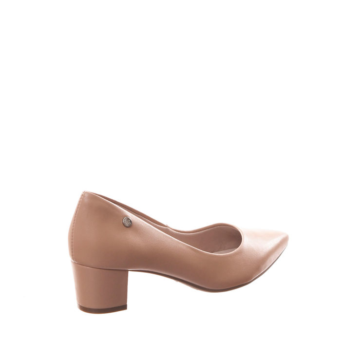 Sapato Scarpin Via Marte Salto Grosso Bico Fino Bege