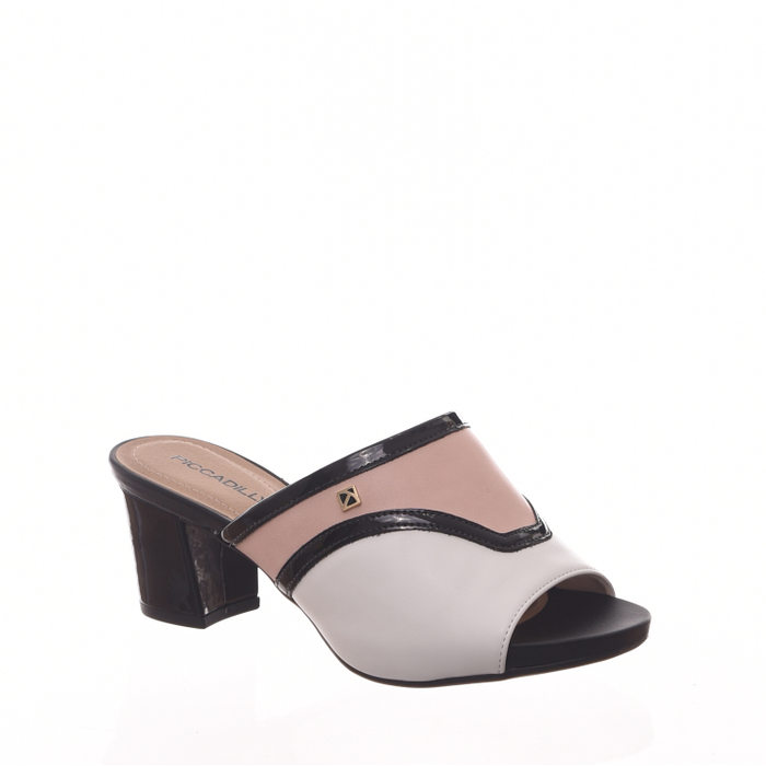 TAMANCO PICCADILLY SALTO GROSSO DETALHE VERNIZ PRETO ROSÊ E BRANCO