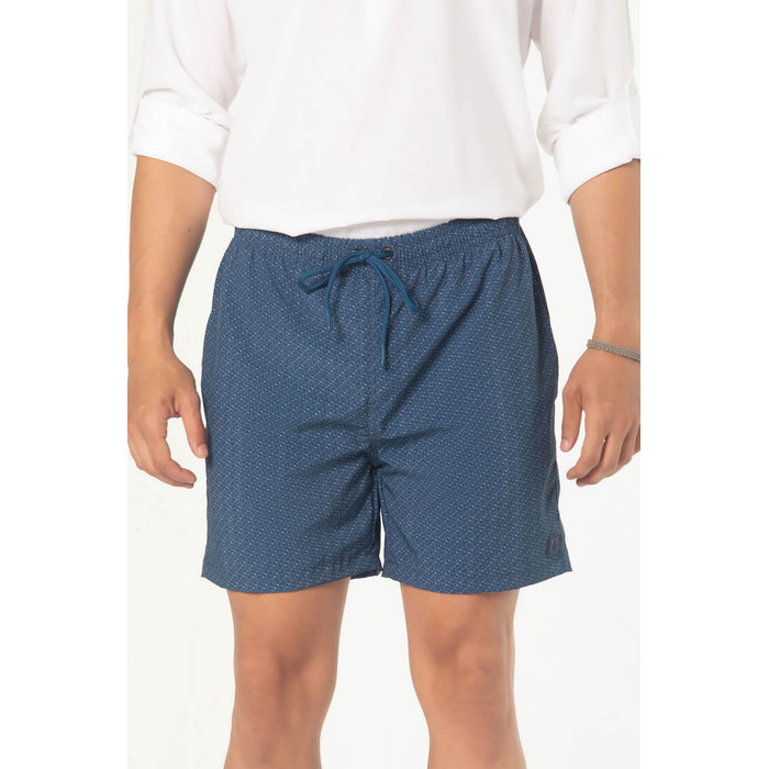 Short Dlz Poliéster Elastano Cós Elástico com Amarração Estampa Logo Bolso Embutido Azul Marinho