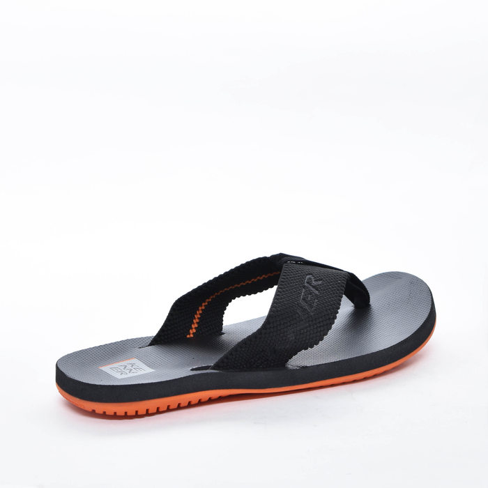 Chinelo Kenner Kasual Elastik Preto e Laranja