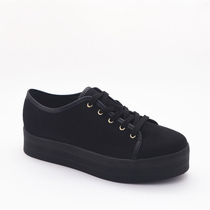 Tênis Moleca Flatform Camurça Preto