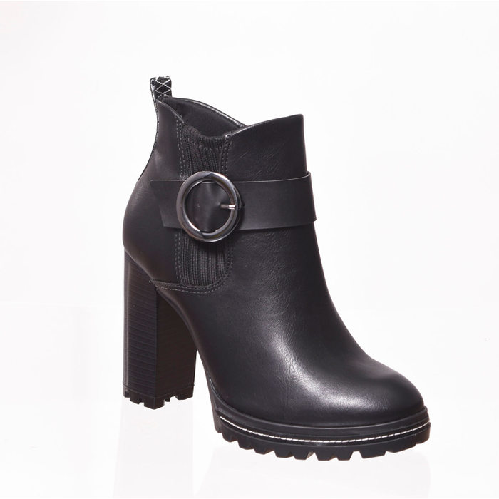 Bota Ramarim Ankle Boot Tratorada Detalhe Elástico Preta