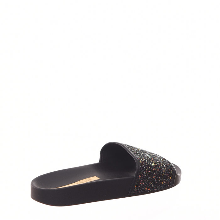 Chinelo Slide Moleca Aplicação Glitter Preto