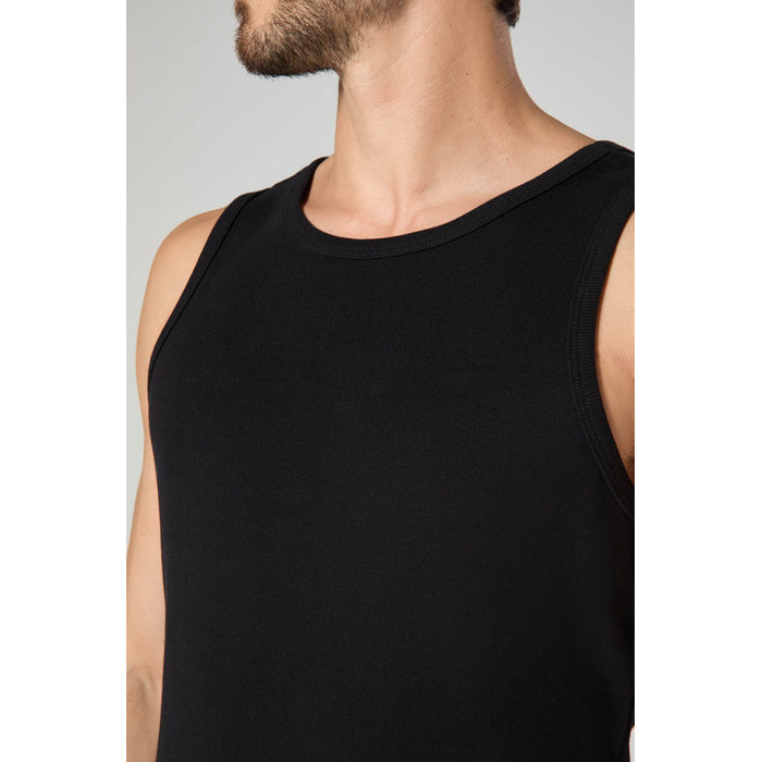 Camiseta Regata Dlz Algodão Malha Canelada Preto