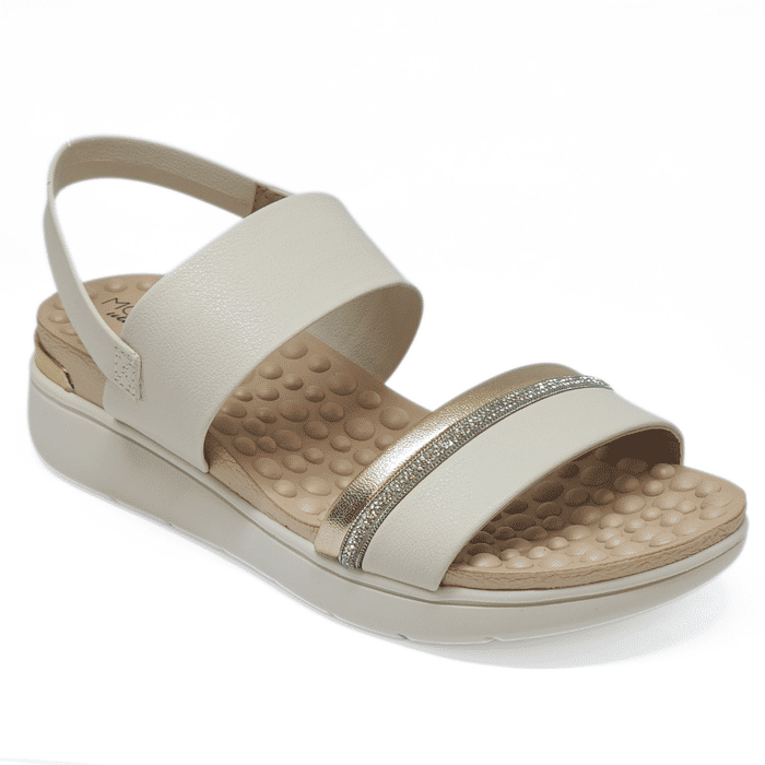 Sandália Anabela Modare Ultra Conforto Cabedal Tiras Aplicação Strass Detalhe Metalizada Lateral Elá