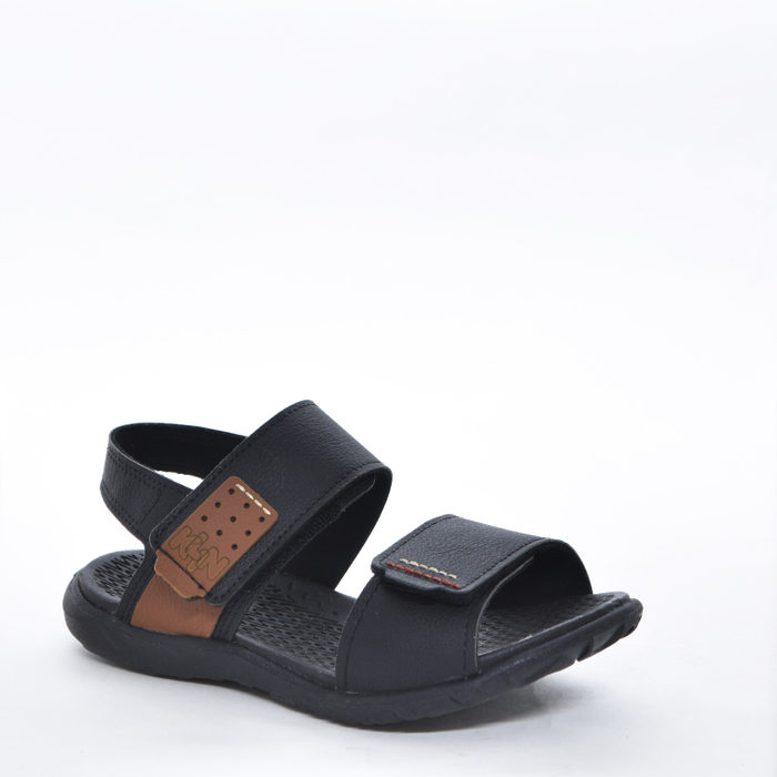 Sandália Papete Klin Anatômico Fechamento Dois Velcros Detalhe Costura Preto
