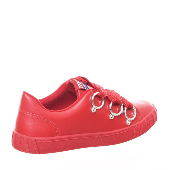 Tênis Moleca Detalhe Ilhós Cadarço Tricô Napa Vermelho