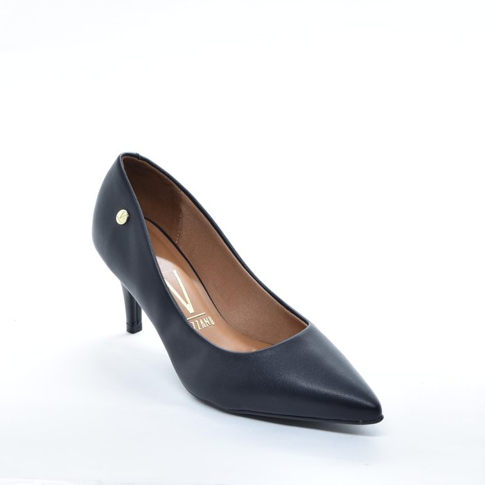 Sapato Scarpin Vizzano Liso Bico e Salto Fino Médio Preto