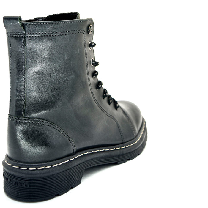 Bota Coturno Cravo & Canela Zíper Lateral Couro Preta