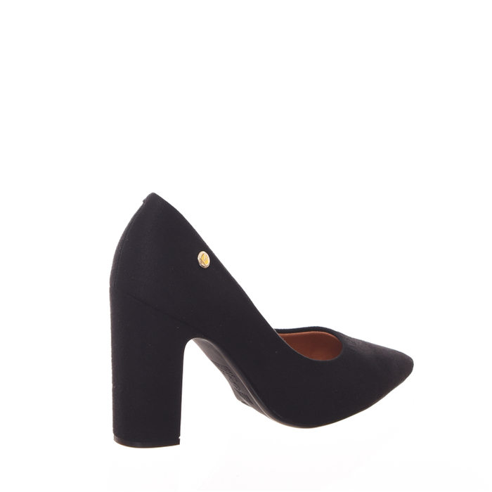Sapato Scarpin Vizzano Salto Grosso Bico Fino Camurça Preta