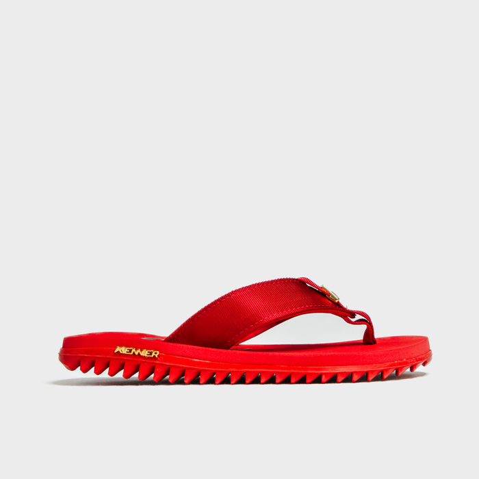 Chinelo Kenner Kivah Tira Aplicação Metal Logo Solado Tratorado Vermelho