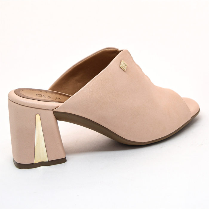 Tamanco Ramarim Salto Grosso com Metal Detalhe Vazado Rosê