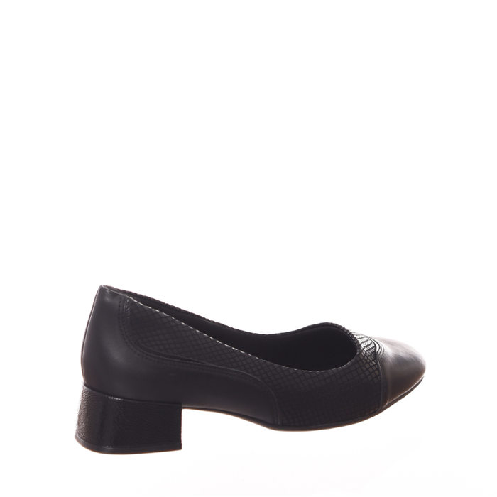 SAPATO COMFORTFLEX DETALHE CROCO SALTO QUADRADO VERNIZ MOLHADO PRETO