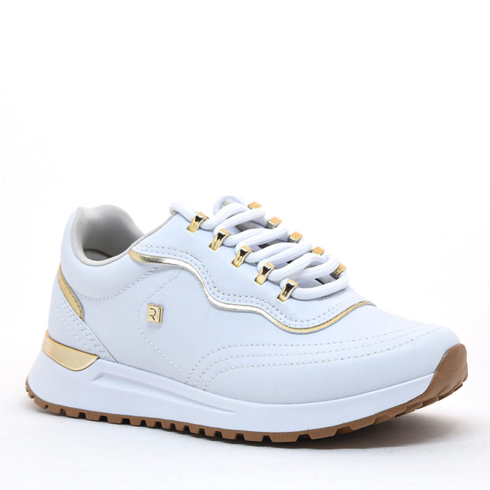 Tênis Jogger Ramarim Costura com Metal Dourado Branco