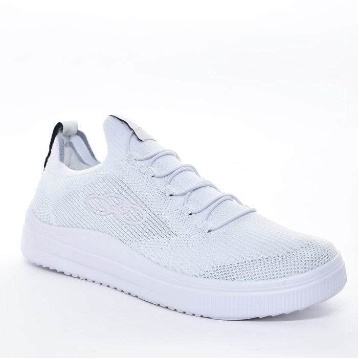Tênis Slip-On Olympikus Ultraleve 215G Mesh Trabalhado Tecnologia Evasense Cadarço Elástico Branco