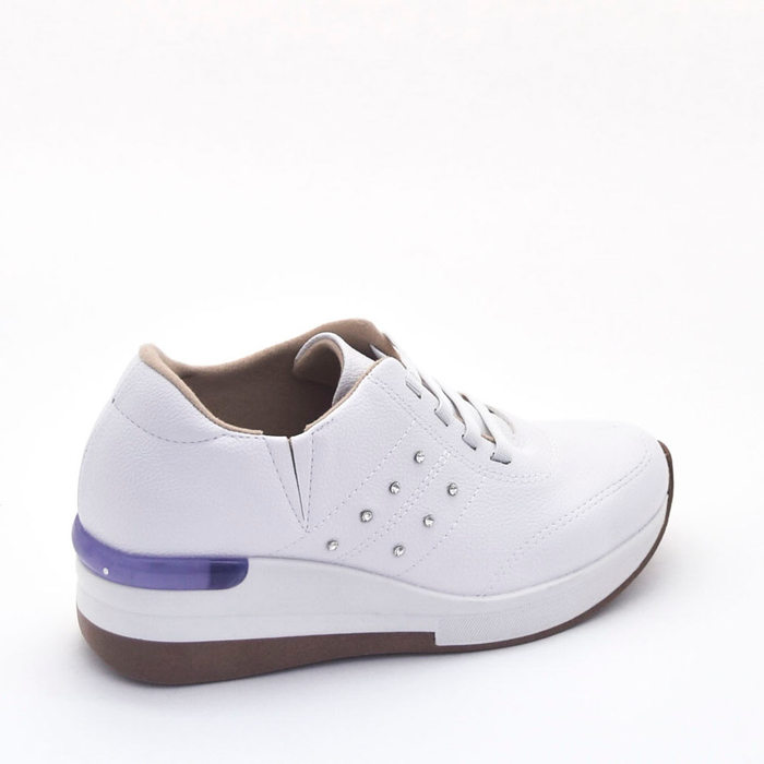 TÊNIS MODARE APLICAÇÃO STRASS CADARÇO ELÁSTICO DETALHE COSTURA BRANCO