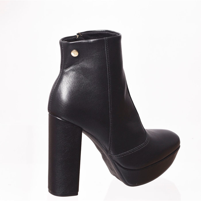 Bota Vizzano Ankle Boot Napa Cano Curto Salto Alto Preta